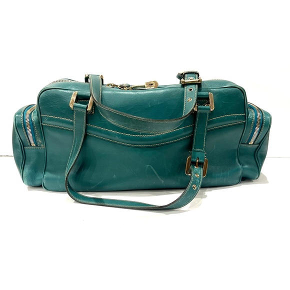 GUCCI Green Leather Satchel With Lock & Key - Picture 4 of 14